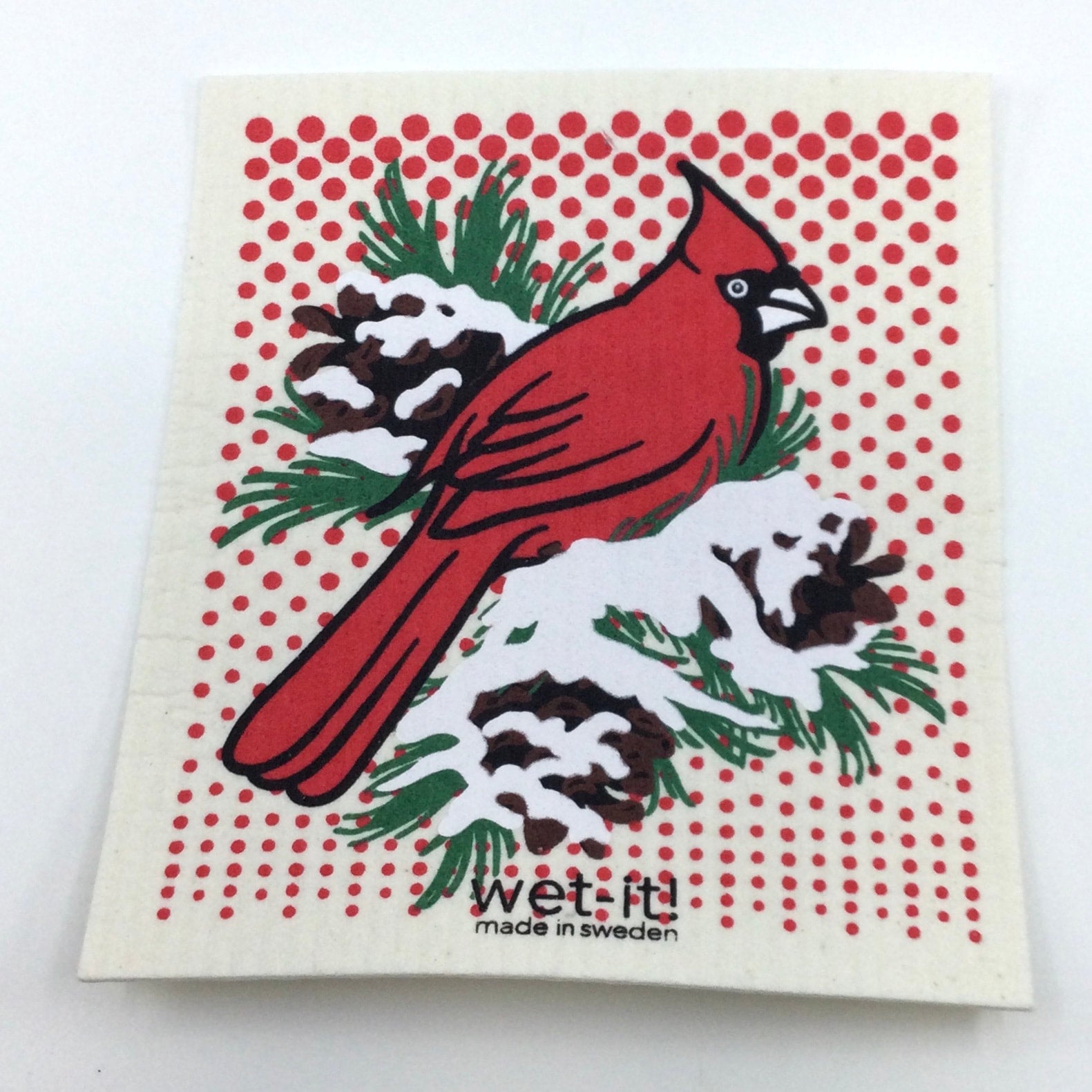 Swedish Dishcloth - Red Bunny & Bird
